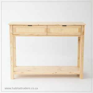 Wood and Rattan Console Table