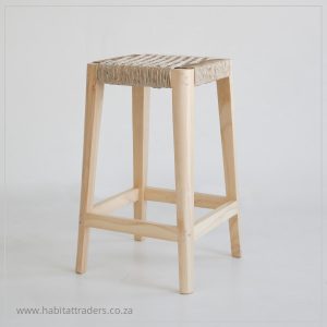 Wooden bar counter chair with rattan weave