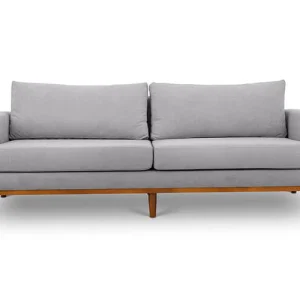Bone Coloured Suede Three Seater Couch for sale
