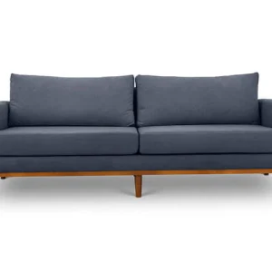 Slate Coloured Suede Three Seater Couch for sale