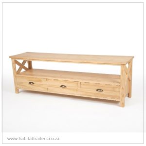 Pine Wood TV Cabinet / Plasma Unit with three drawers For Sale
